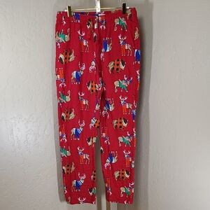 Old Navy Red Christmas Holiday Buffulo Moose Reindeer Pajama Bottoms 100% Cotton